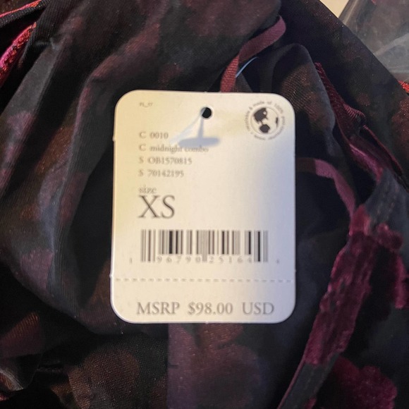 Free People Midnight Combo Magic Hour Velvet Burnout Bodysuit NWT Size XS - Picture 11 of 12